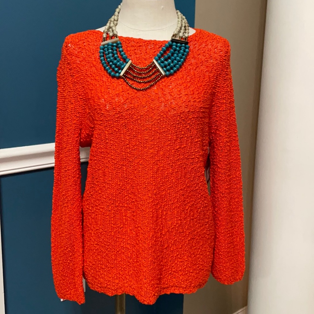NEW!!!- - Nordstrom Collection orange Crewneck sweater size S
